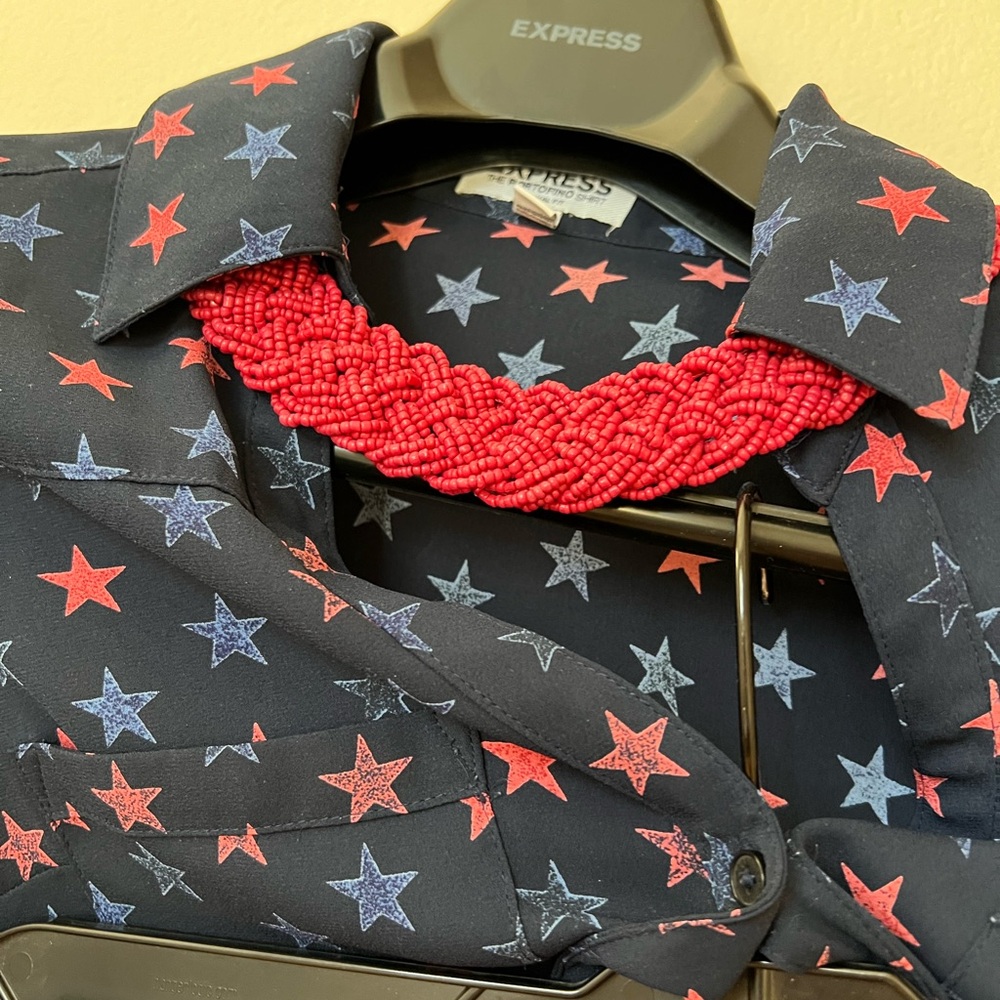 Red braided necklace- complete your Americana or nautical look